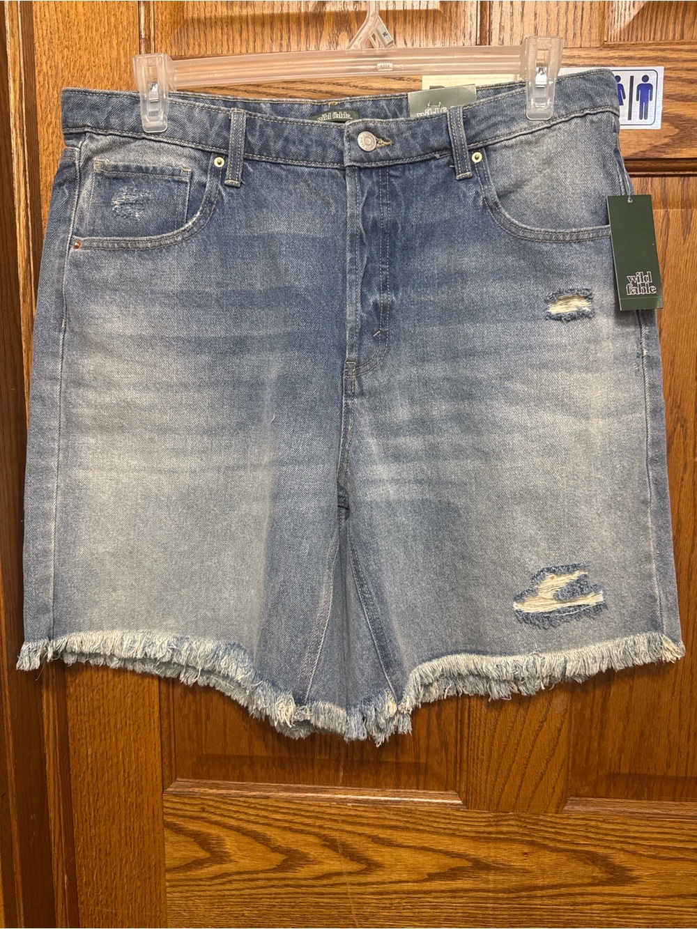 Wild Fable 16 High-Rise Light Blue Distressed Denim Shorts - Women